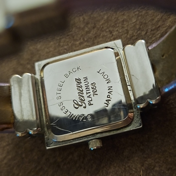 GENEVA Square Face Rhinestone Metallic Lavendar Cuff Watch - Picture 7 of 8